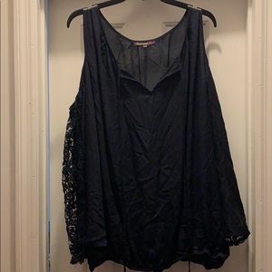 off the shoulder midnight blue dress shirt